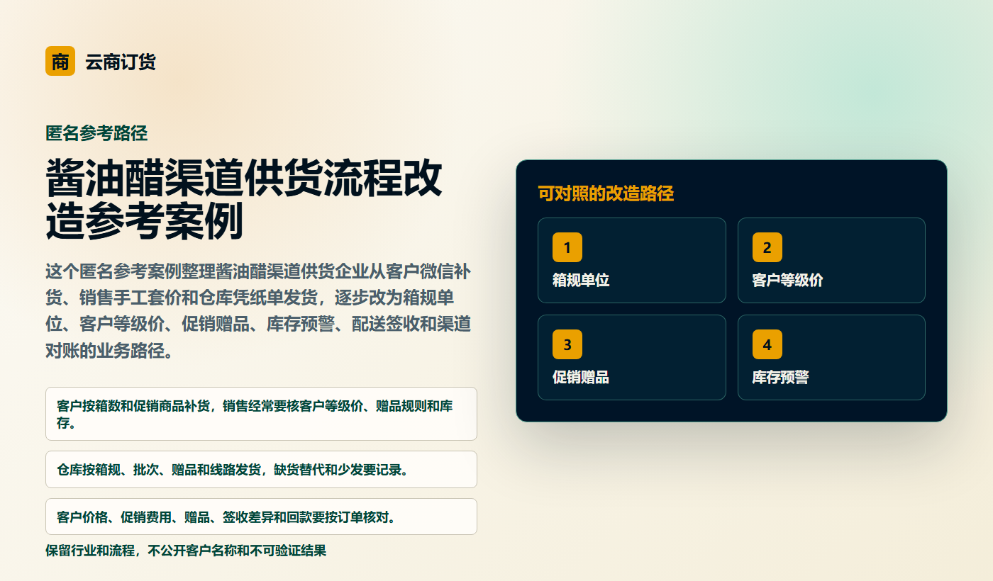 酱油醋渠道供货流程改造参考案例业务场景商务插图